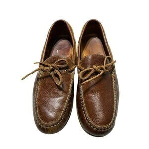 Brown Leather Justin Dingman Moccasin Loafers Mens  Size 8 Comfortable Casual Sh